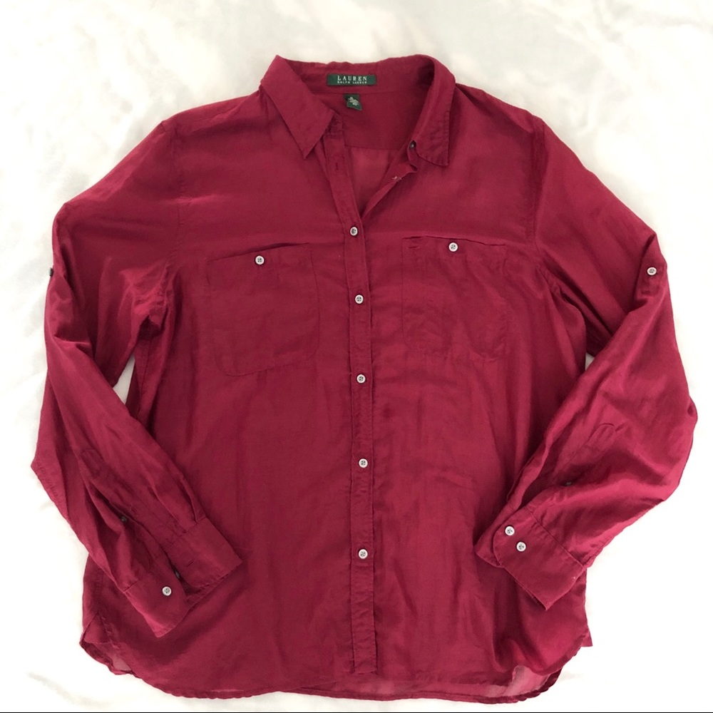 RALPH LAUREN Women's Long Sleeve Silk Blouse XL